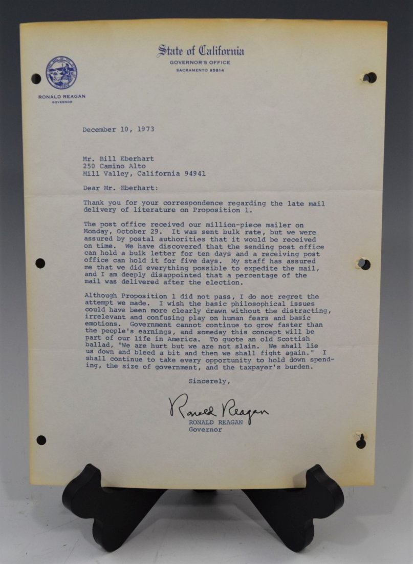 Ronald Reagan, Signed Document (Governor) (1 of 4)