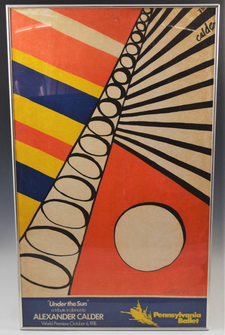 Alexander Calder, Signed Poster: ALEXANDER CALDER (1898-1976) Exhibition Poster in colors 40" x 24" Signed in pencil lower side