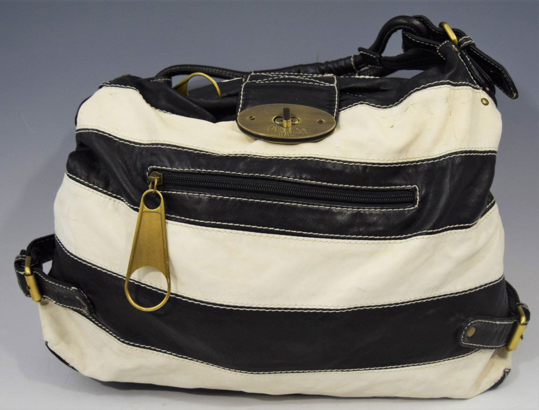 Prada, Black and White Leather Handbag (1 of 5)