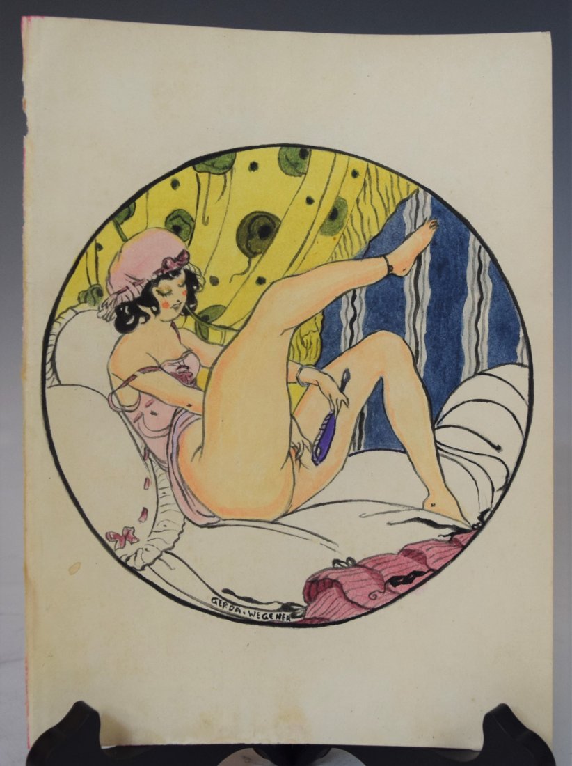 Gerda Wegener, Illustration: GERDA WEGENER (1886-1940) Untitled Ink on paper 7" x 9 1/2" Signed lower side