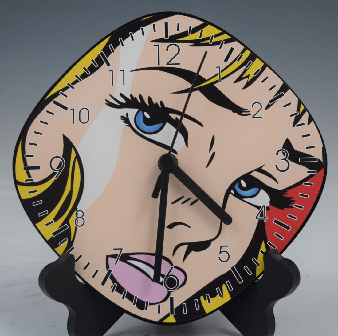 Roy Lichtenstein Art (Clock): ROY LICHTENSTEIN (AMERICAN) Art clock, with image by Lichtenstein 7 1/2"