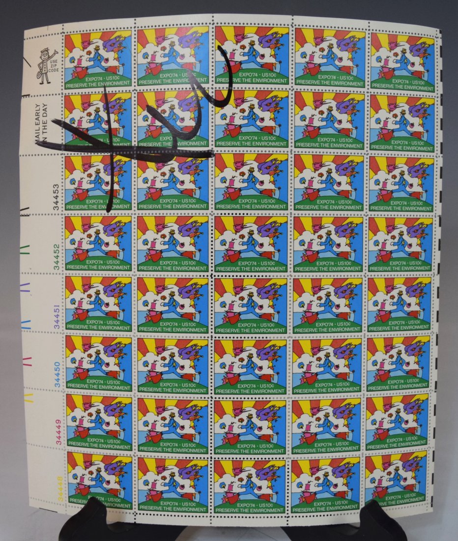 Peter Max, Signed Stamps (Sheet): PETER MAX (AMERICAN) Stamps Printed paper in color 10" x 9"