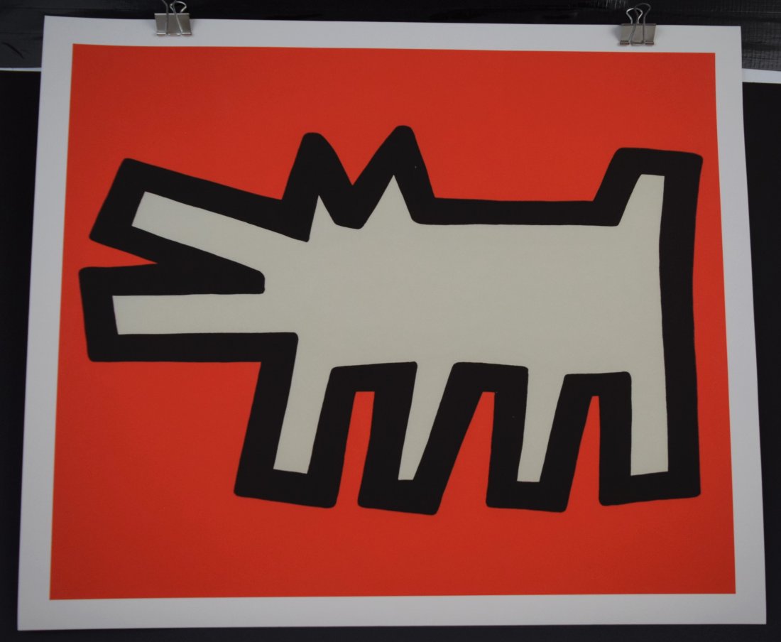 After Keith Haring, Barking Dog (Print): AFTER KEITH HARING (1958-1990) Barking Dog (Icons #3) Print in colors 22" x 25"