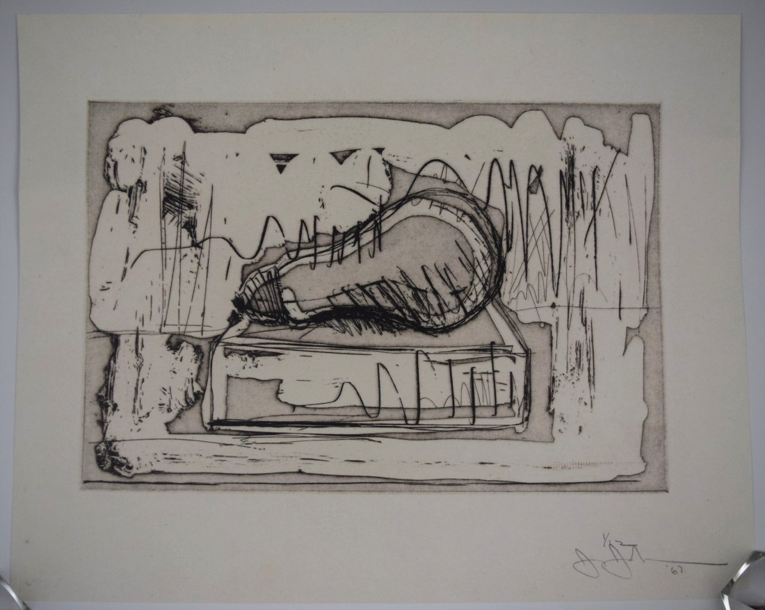 After Jasper Johns, Lightbulb (Print): AFTER JASPER JOHNS (B. 1930) Lightbulb Print in black and white Signed, dated, numbered lower side in plate