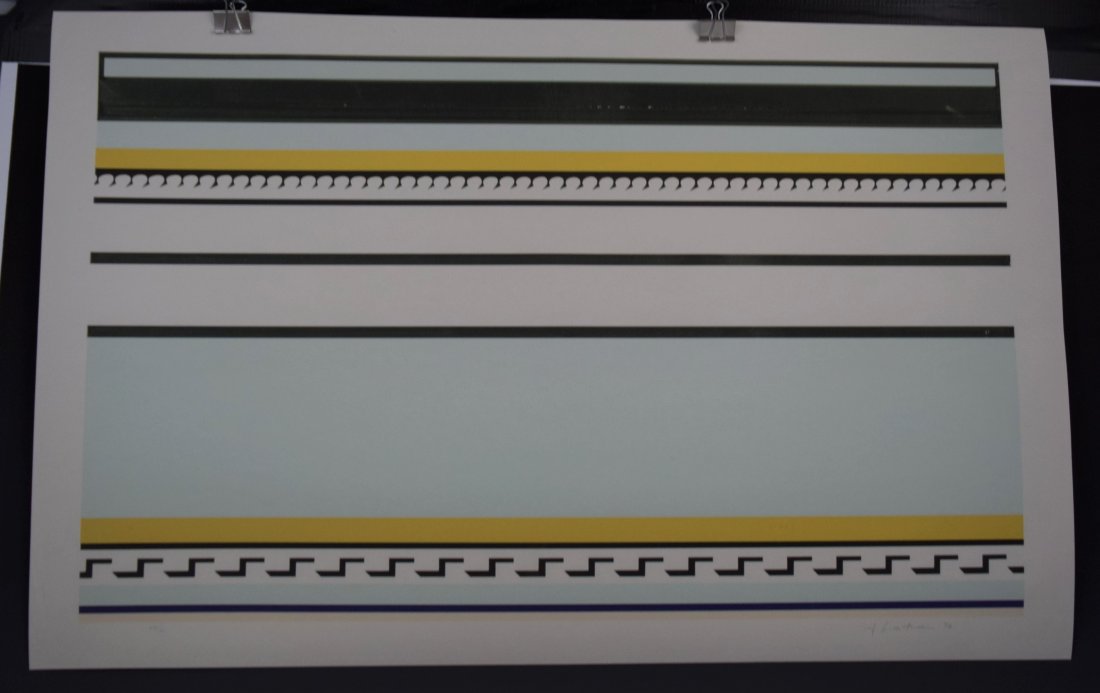After Roy Lichtenstein, Entablature VI (Print): AFTER ROY LICHTENSTEIN (1923-1997) Extablature VI Print in colors 35 1/2" x 23 1/2" Signed, dated, numbered lower side in plate