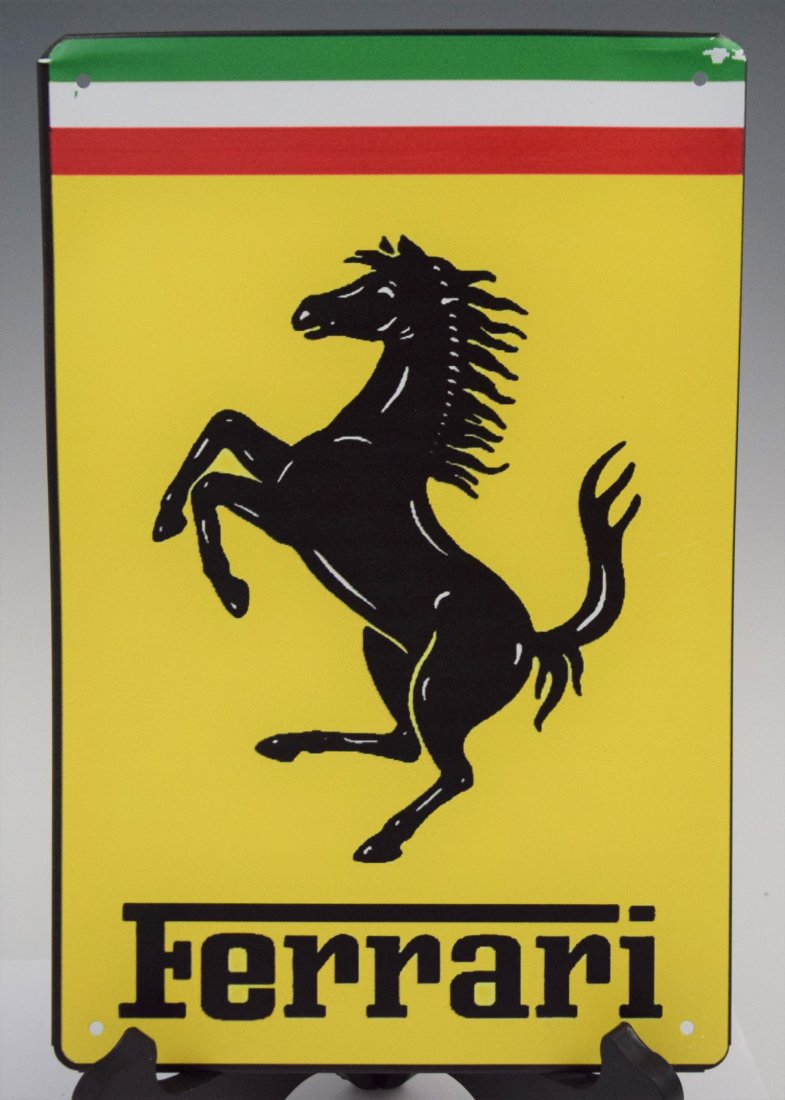 Ferrari Sign (Advertisement): FERRARI (ITALIAN) 11 1/2" x 8"
