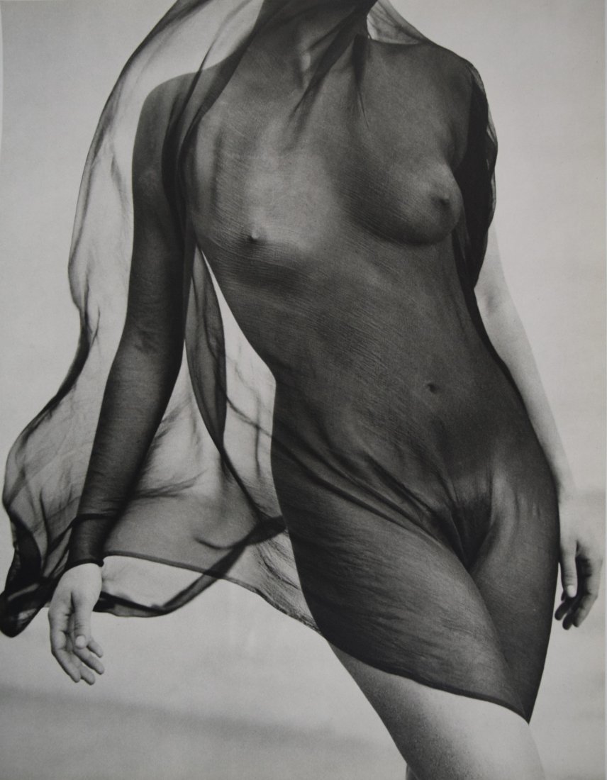 Herb Ritts - Nude , Veiled Torsso , 1984: HERB RITTS ( 1952-2002) Nude , Veiled Torsso , 1984 Sheet fed gravure C. 1988 Printed in Japan 14" x 11"