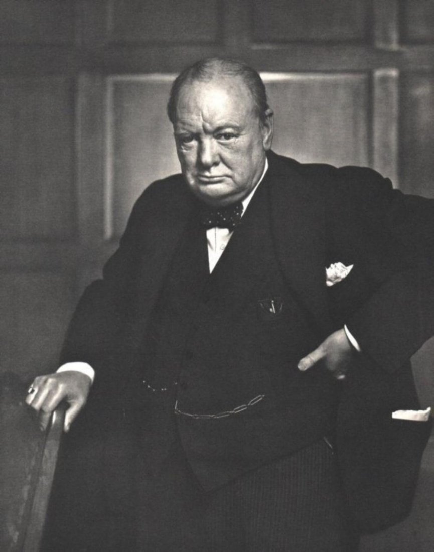 Yousuf Karsh - Winston Churchill: YOUSUF KARSH (1908-2002) Winston Churchill Sheet-fed Gravure, c. 1970's Printed in Switzerland 11" x 9"