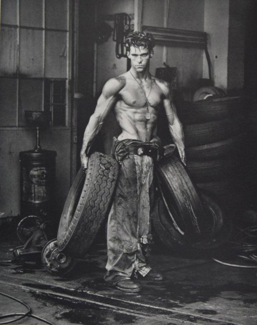 Bruce Weber - Fred with Tyres: BRUCE WEBER (b. 1946) Fred with Tyres Sheet-fed gravure c. 1989 Printed in Spain 14" x 11"