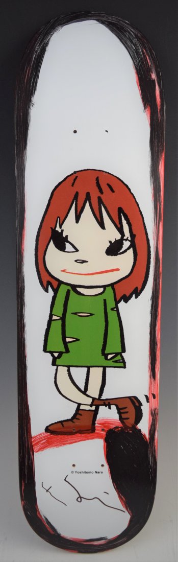 Yoshitomo Nara, Signed Skateboard Deck w/paint (1 of 5)