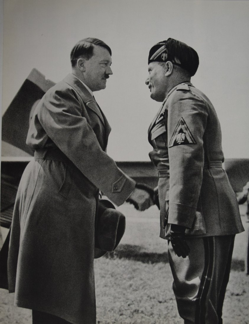 Alfred Eisenstaedt - Hitler and Mussolini Meet: ALFRED EISENSTAEDT (1898-1995) Hitler and Mussolini Meet for First Time Sheet-fed Gravure, c. 1966 Printed in Switzerland 12" x 9 1/2"