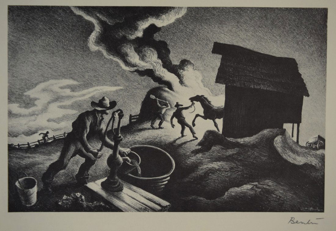 Thomas Hart Benton - Barnyard Fire (Pencil Signed) (1 of 1)