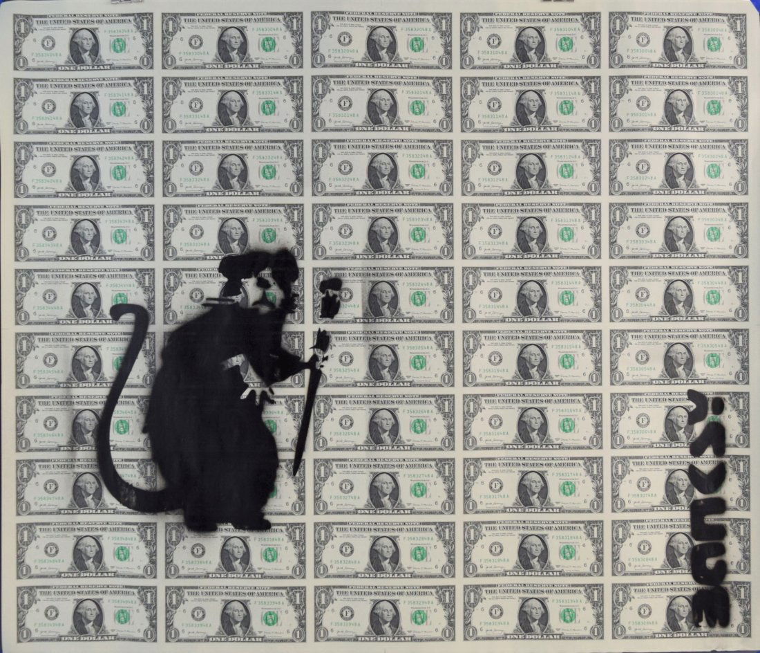 Banksy - Graffiti Rat Dollar Bill Currency Sheet (1 of 3)