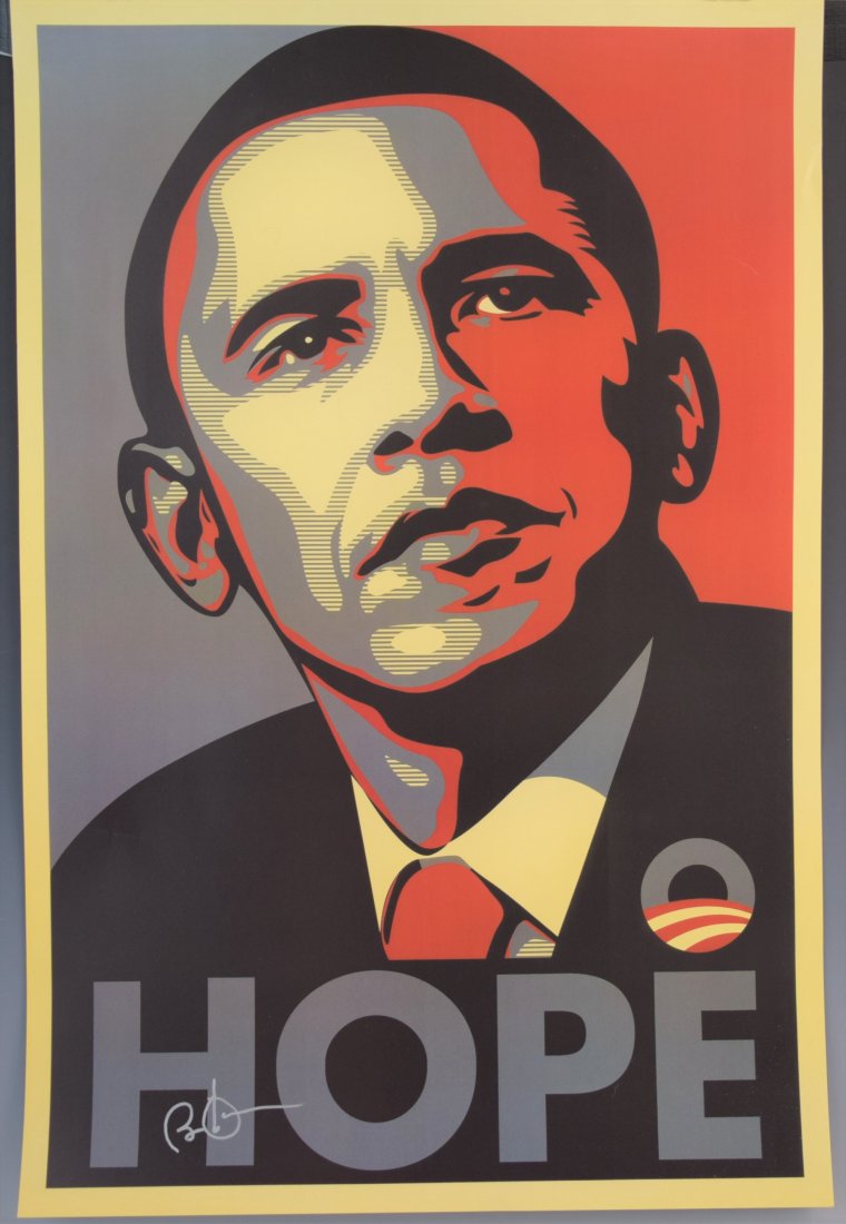 Barack Obama Signed, Shepard Fairey "HOPE" Poster (1 of 1)