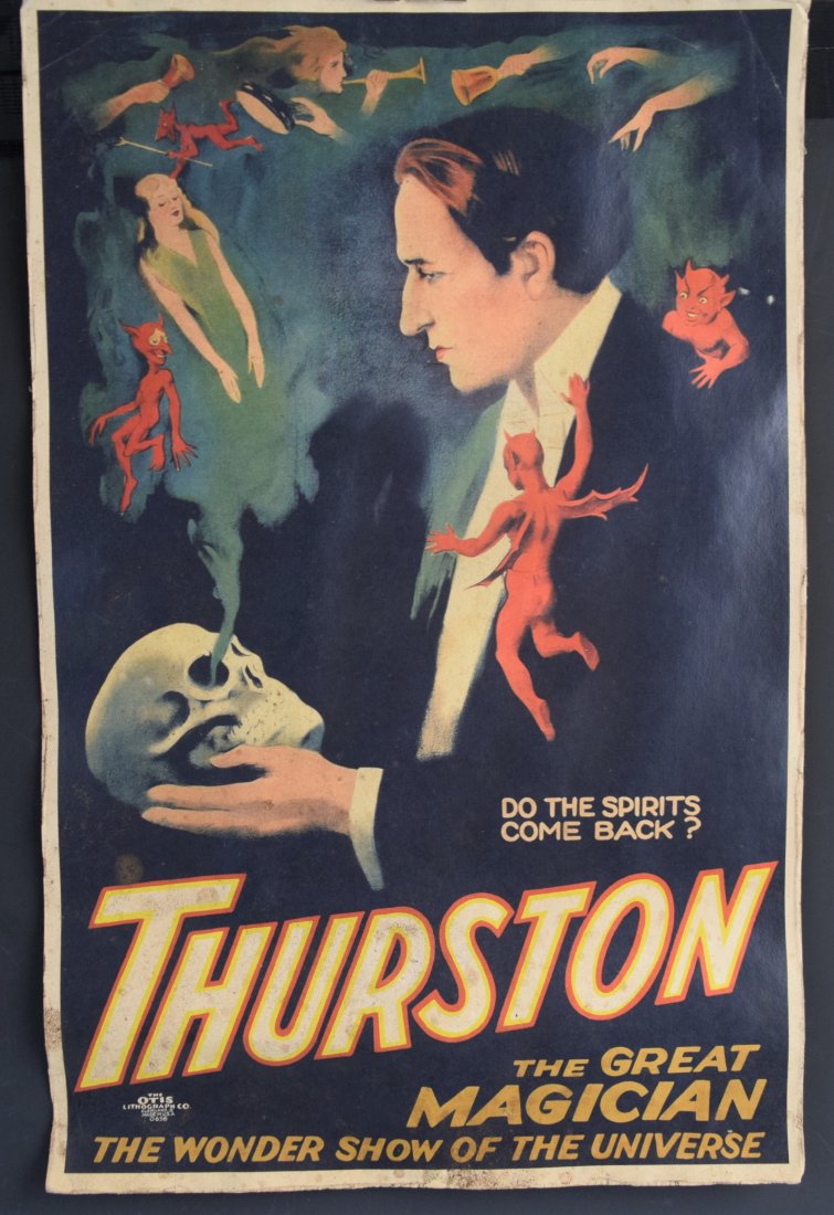 Thurston The Great Magician (Old Advertisement Poster): THURSON THE GREAT Old advertisement "Thurston The Great Magician" Poster in colors 16 1/2" x 10 3/4"