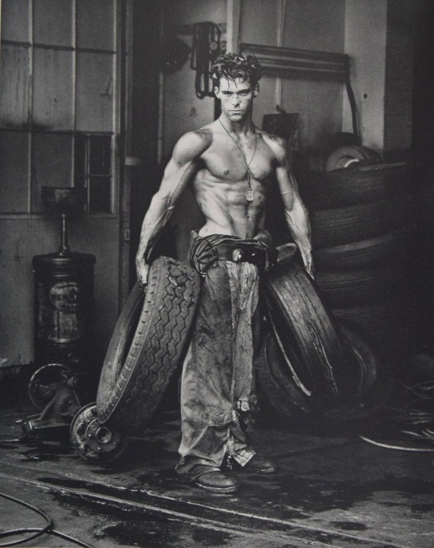 Bruce Weber - Fred with Tyres: BRUCE WEBER (b. 1946) Fred with Tyres Sheet-fed gravure c. 1989 Printed in Spain 14" x 11"