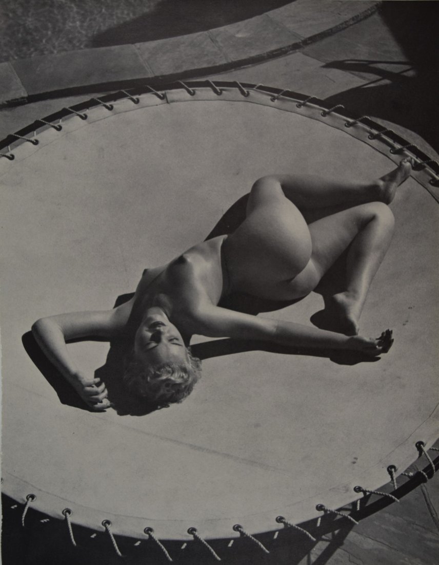 Andre de Dienes - Nude on Trampoline: ANDRE DE DIENES (1913-1985) Nude on Trampoline Photo-litho c.1964 Printed in Great Britain 10 3/4" x 8 1/4"