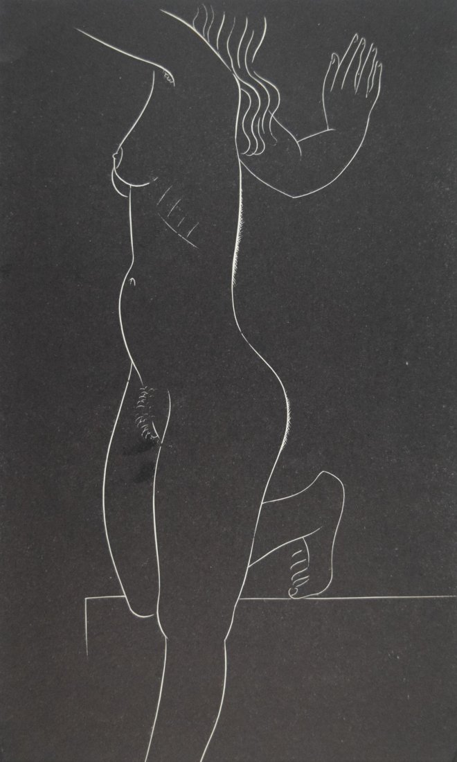 Eric Gill - Nude (Engraving): ERIC GILL (1882-1940) Nude Engraving on paper, 1938 8 3/4" x 5 1/2" Printed in London Signed in the plate