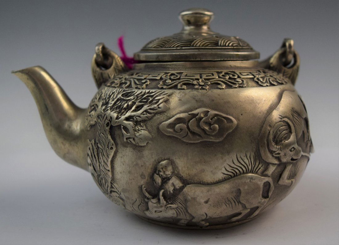 Chinese Bull Motif Teapot (W/Collection Label) (1 of 9)