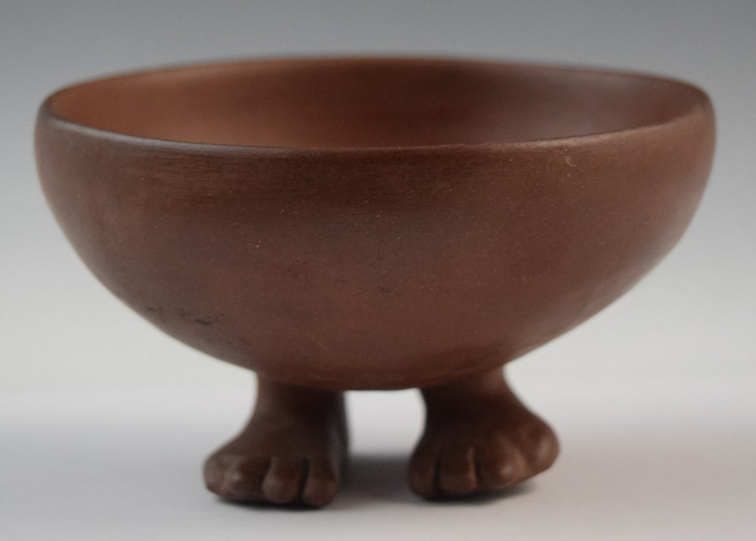 Pedro Friedeberg Style Foot Bowl: PEDRO FRIEDEBERG STYLE (MEXICAN) Ceramic bowl sitting on two feet created in the style of Mexican artist Pedro Friedeberg 3 1/2" x 5"