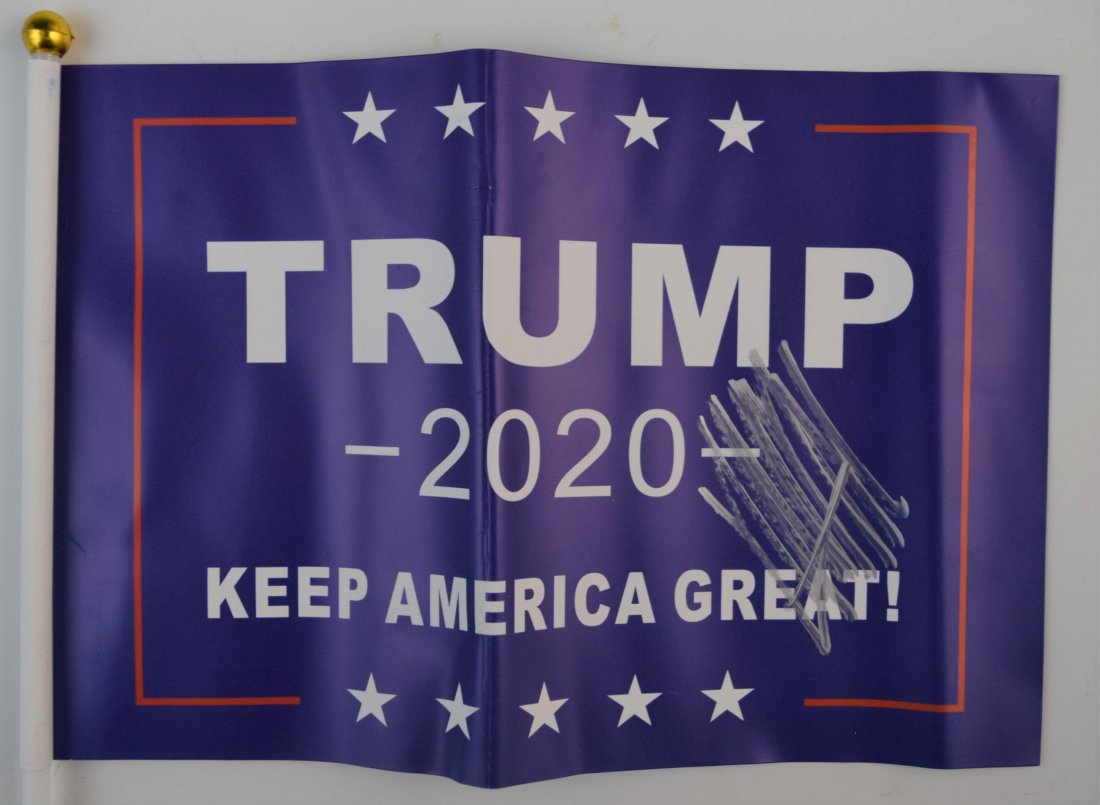 Donald Trump Campaign 2020 Flag (Signed): DONALD TRUMP (B. 1946) Campaign 2020 Flag 11 1/2" x 8" Signed right side