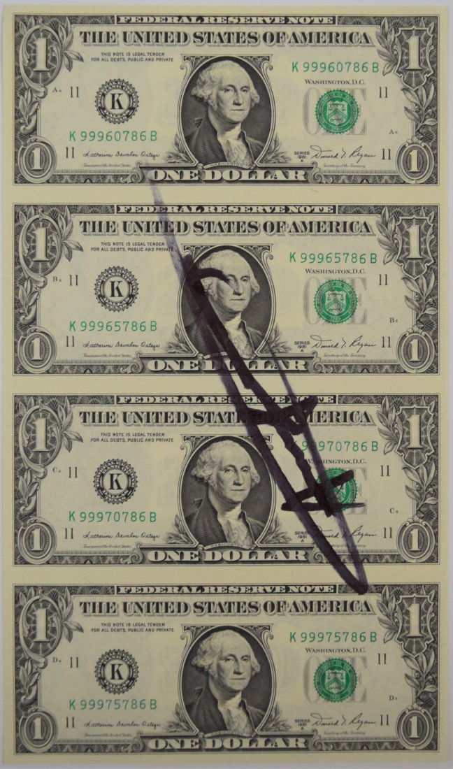 Andy Warhol -1981 Dollar Bill Sheet (Signed) (1 of 3)