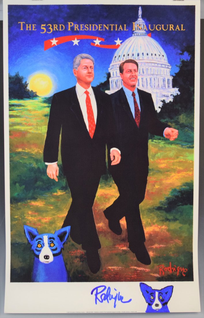 George Rodrigue - Blue Dog Drawing on Poster (1 of 1)