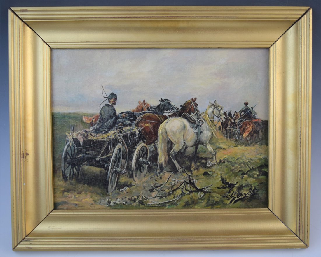 Jan Konarski - Oil on Canvas (Men with Horses) (1 of 5)