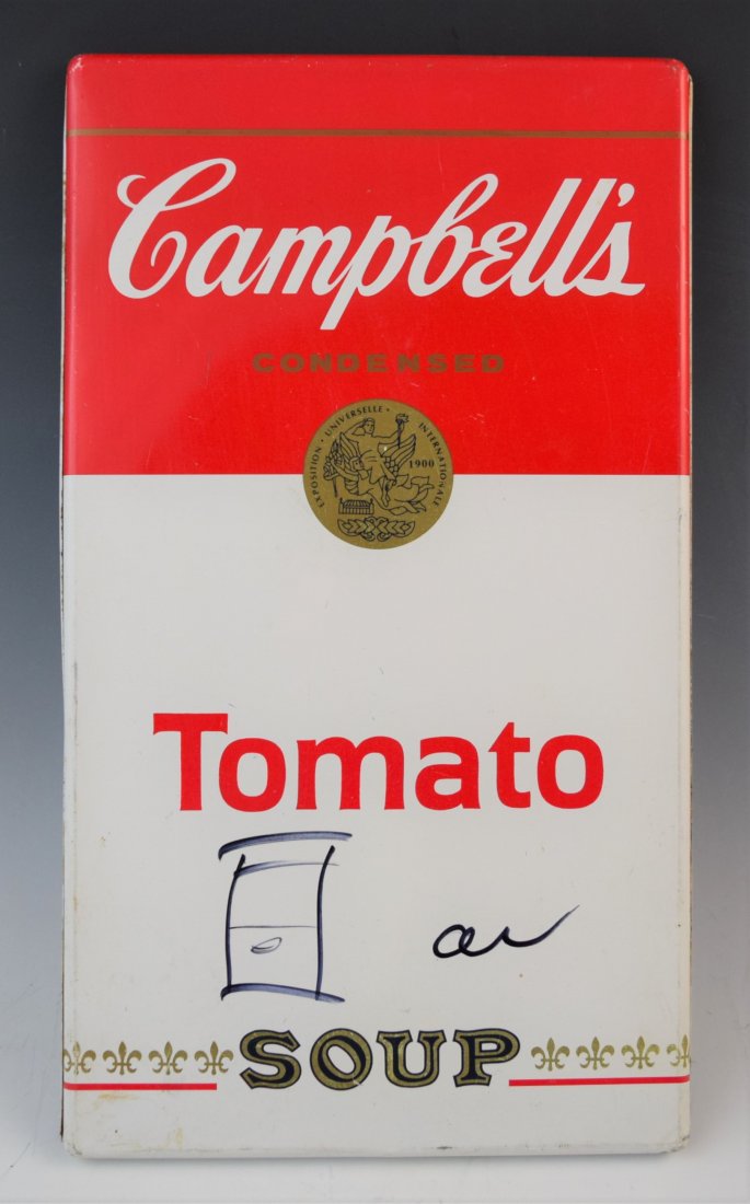 Andy Warhol Campbells Soup Metal Sign w/drawing (1 of 2)