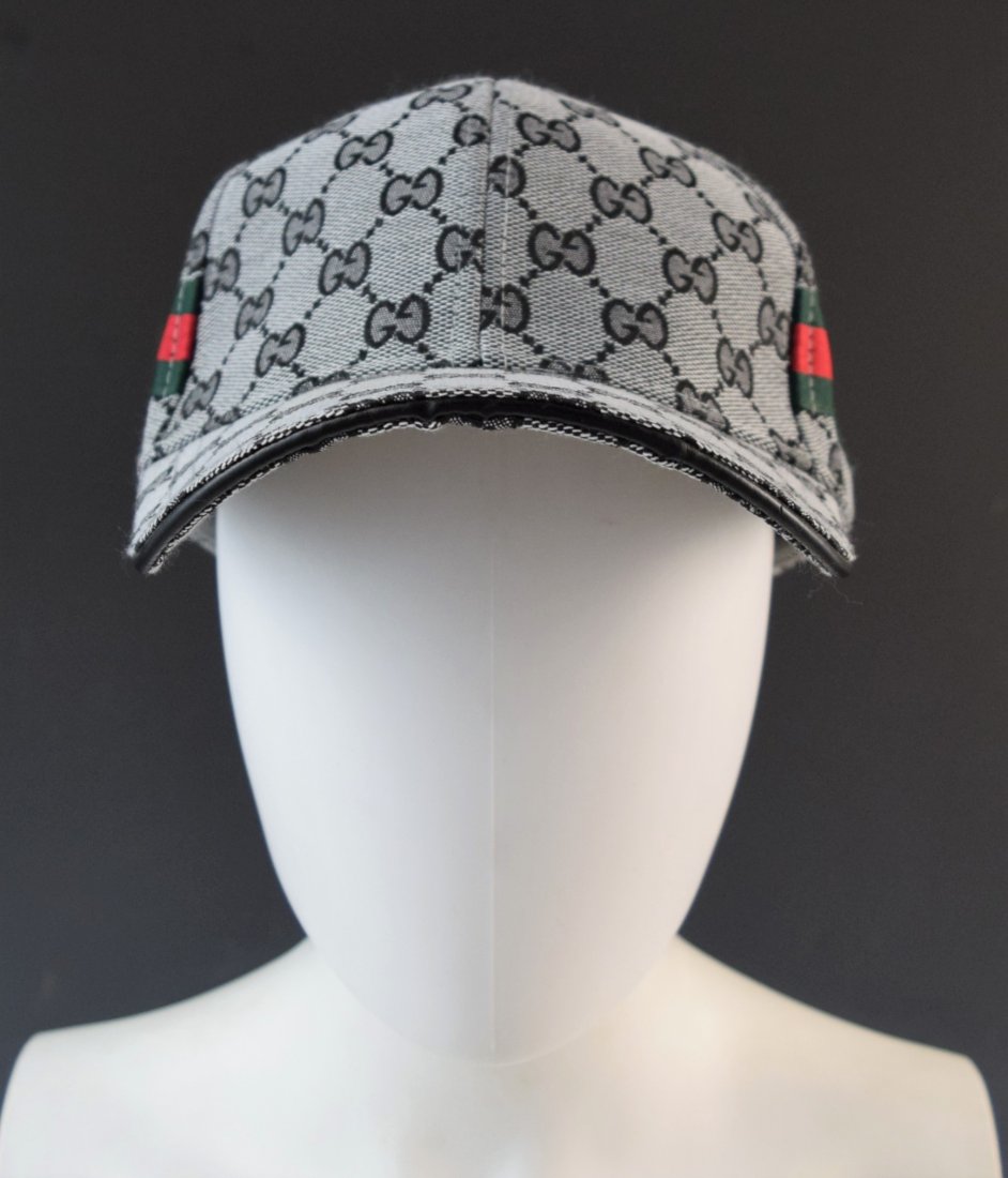 Gucci Designer Adjustable Hat (Gray, Black and Red) (1 of 4)