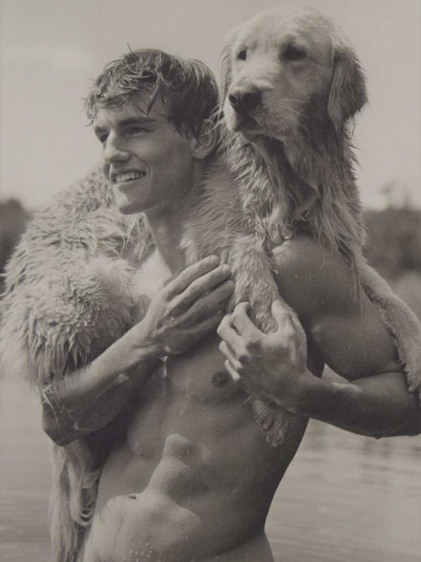 Bruce Weber - Rob & Little Bear, Entrance to Bear Pond: BRUCE WEBER (b. 1946) Rob and Little Bear at the Entrance to Bear Pond, Adirondack Park, 1989 Sheet-fed gravure c. 1990 Printed in United States of America 9 3/8" x 7 1/4"