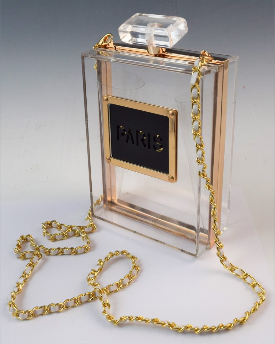 Paris France Large Perfume Bottle Plexiglas Handbag (1 of 3)