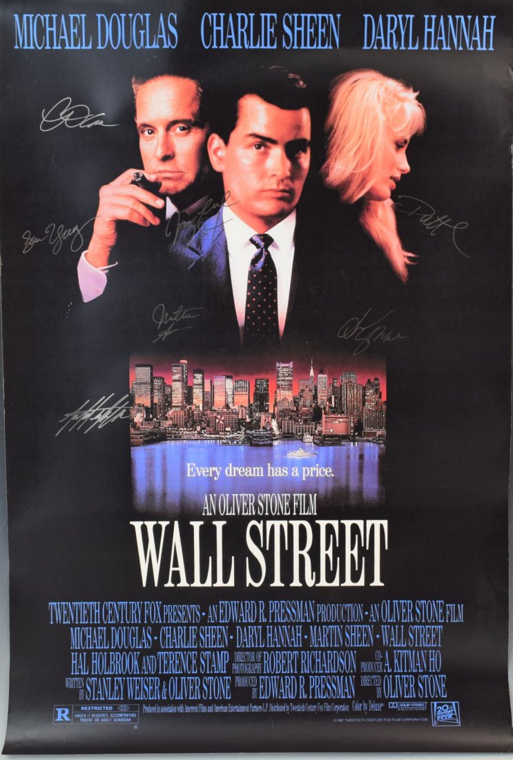 Wall Street Cast Signed Movie Poster (1 of 2)