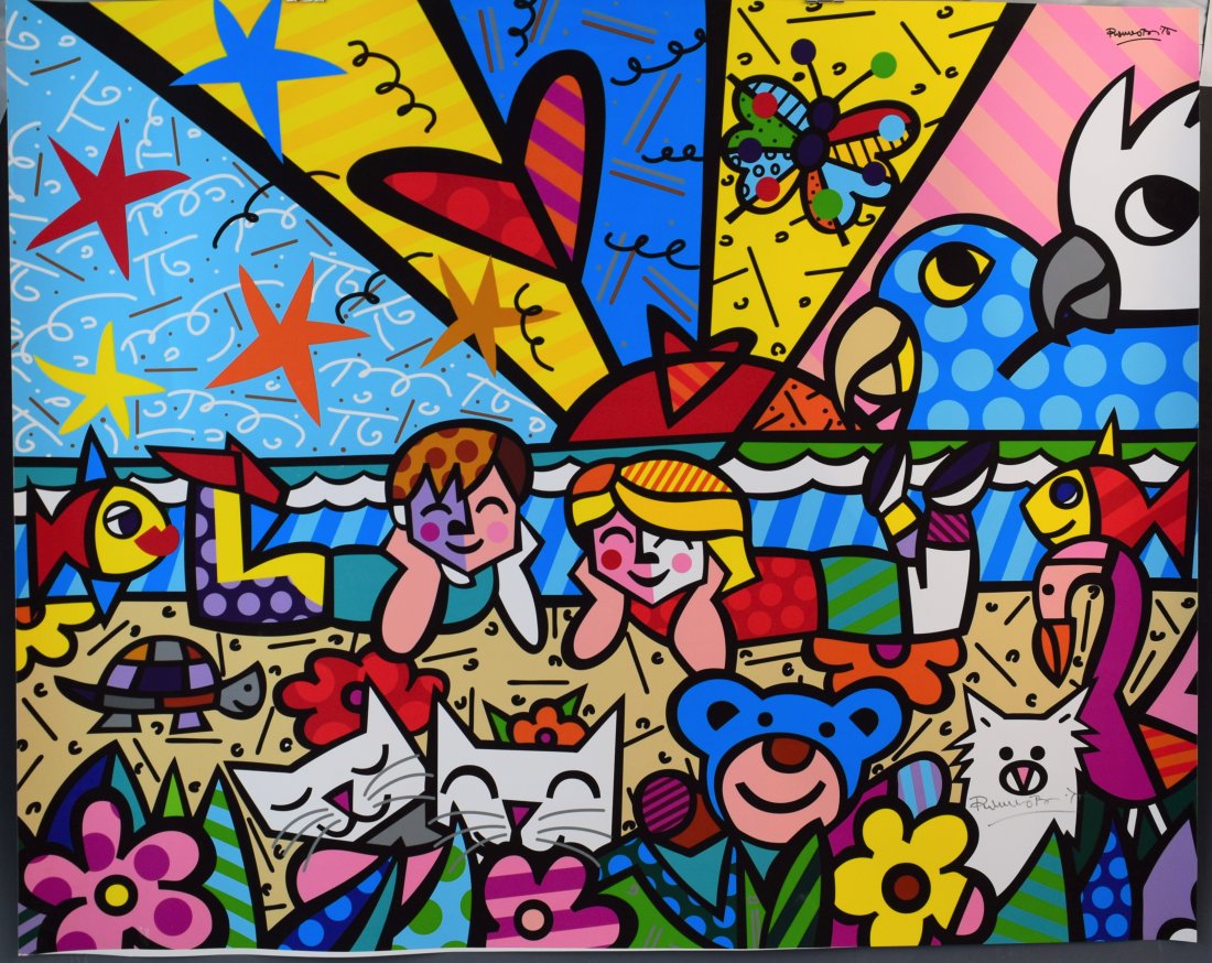 Romero Britto - Signed Poster (Figures, Cats, Floral) (1 of 1)