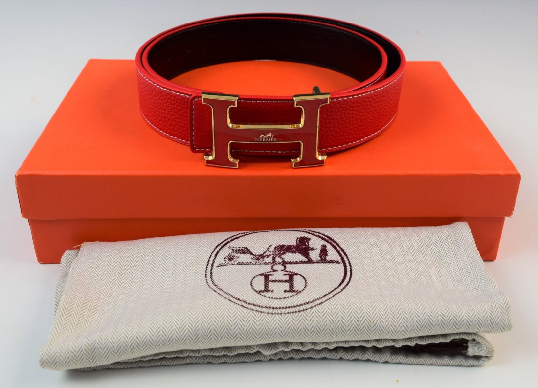 Hermes Red Leather H Belt w/box (1 of 2)