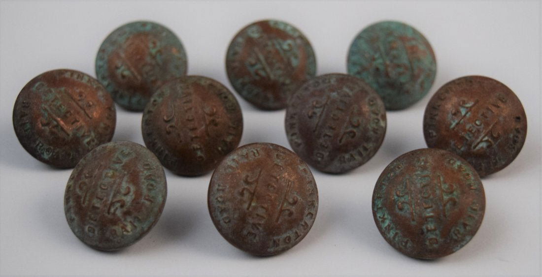 Tiffany & Co. Pinkerton Railroad Buttons (Lot of 10) (1 of 3)