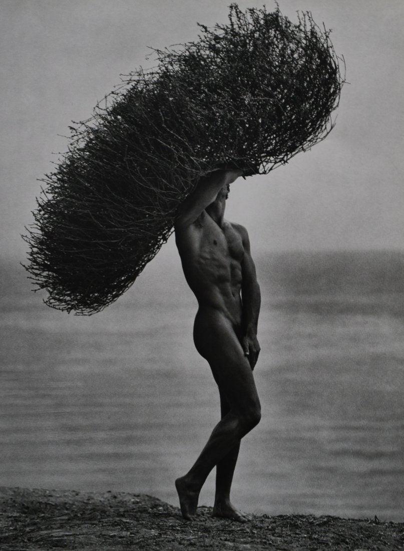 Herb Ritts - Male Nude With Tumbleweed, Paradise Cove: HERB RITTS (1952-2002) Male Nude With Tumbleweed, Paradise Cove Sheet fed gravure C. 1988 Printed in Japan 14" x 11"