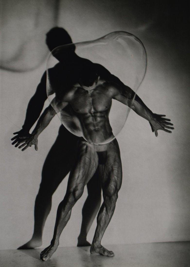 Herb Ritts - Male Nude with Bubble, 1987: HERB RITTS (1952-2002) Male Nude with Bubble, 1987 Sheet fed gravure C. 1986 Printed in Japan 14" x 11"