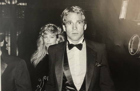 Roxanne Lowit - Ryan O: ROXANNE LOWIT (B. 1958) Ryan O'Neal and Farrah Fawcett at Studio 54, NYC, 1980's Photo-litho 7 1/2" x 11 1/4"