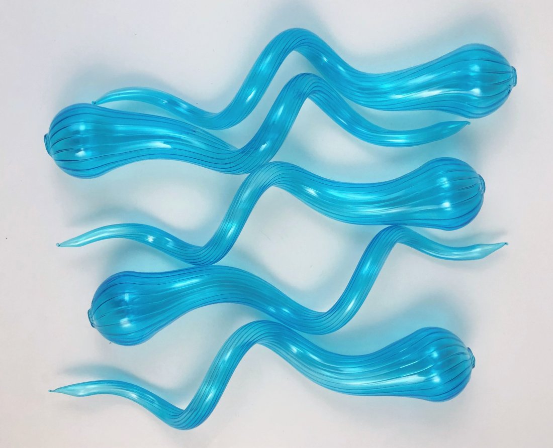 Attrib. to Dale Chihuly Chandelier Blown Glass (5): ATTRIBUTED TO DALE CHIHULY (B. 1941) Grouping of 5 light blue chandelier blown glass pieces; each: 12"