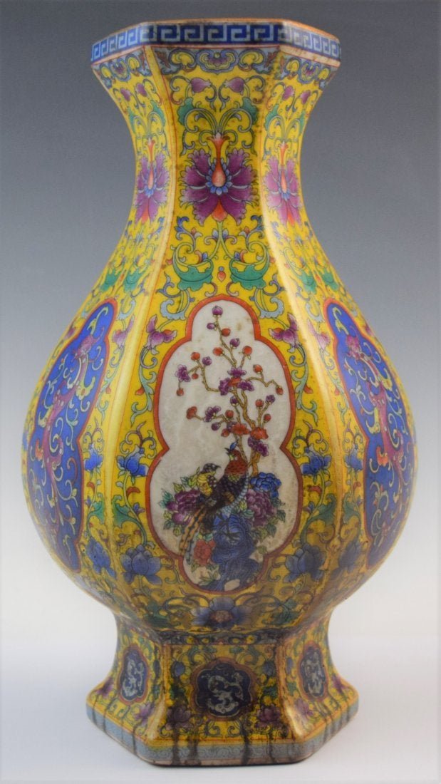 Chinese Yellow Famille Rose Bird Vase (Christies) (1 of 5)
