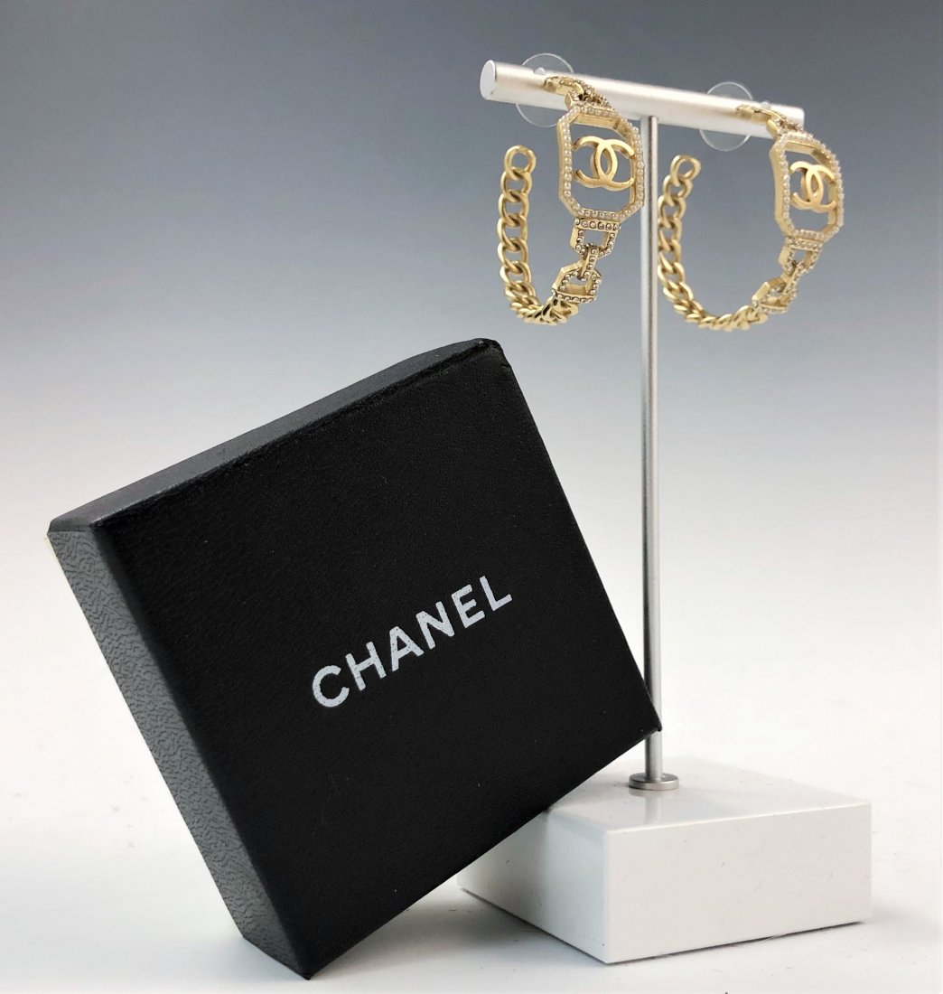 Authentic Chanel CC Hoop Earrings (1 of 8)