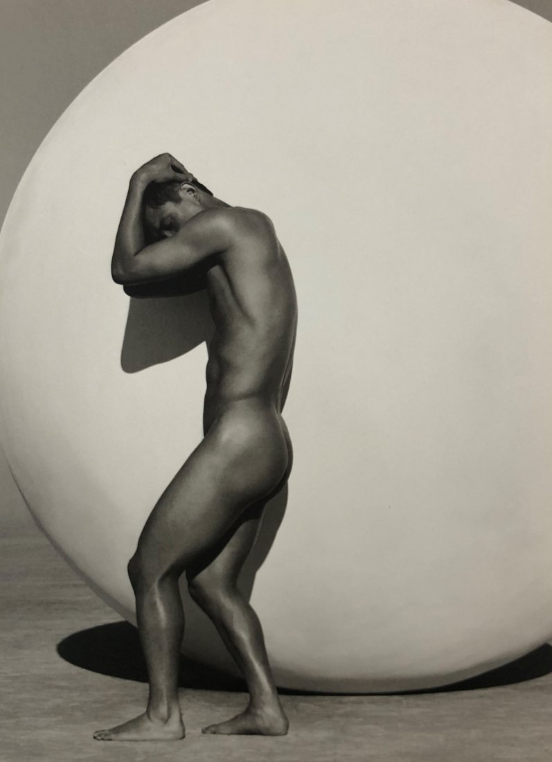 Herb Ritts - Kazu, Male Nude, Soccer Ball, 1995: HERB RITTS (1952-2002) Kazu, Male Nude with Soccer Ball Photo-litho 11 3/4" x 8 3/4"