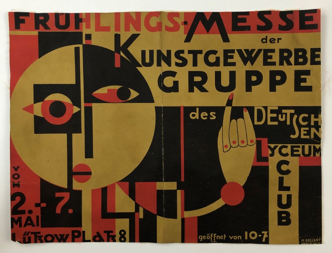 German Furhlings-Messe Vtg Lithograph on Linen (1 of 6)