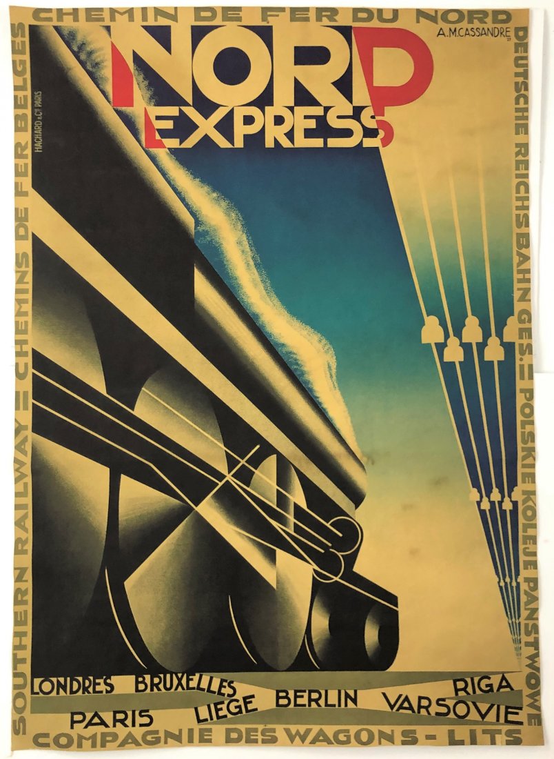 A.M. Cassandre "Nord Express" Vtg Lithograph on Linen (1 of 1)