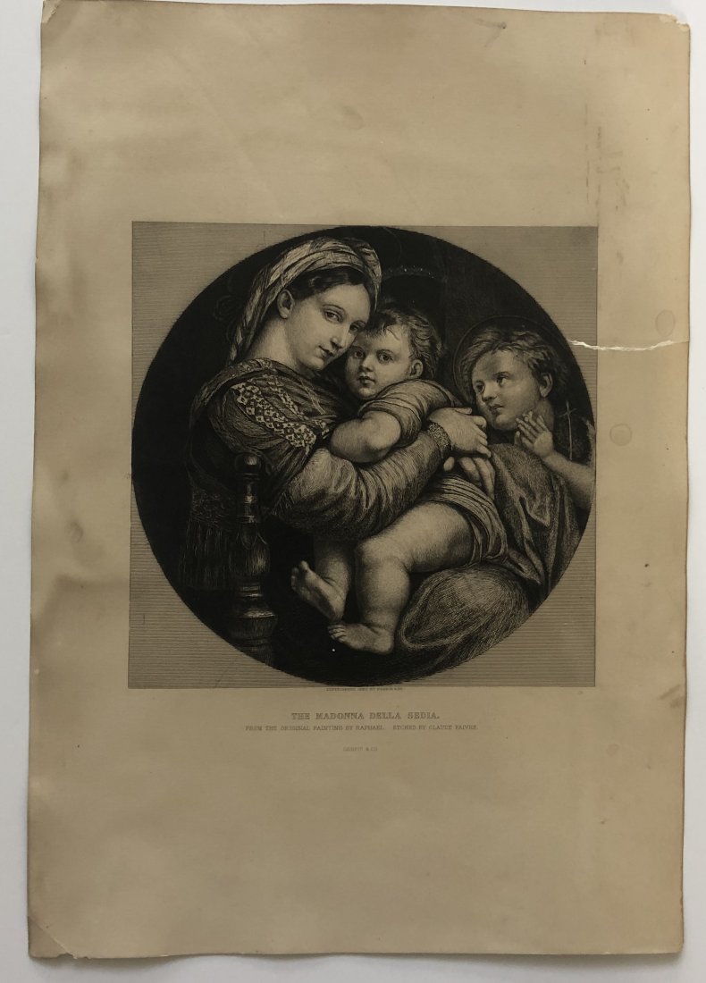 Antique Etching of Madonna Della Sedia 1887 (1 of 2)