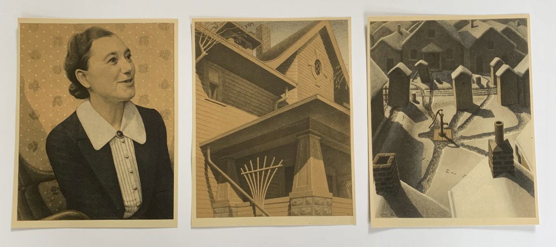 Grouping of 3 Grant Wood Vintage Colored Prints (1 of 4)
