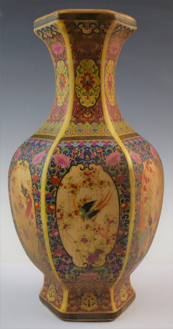 Chinese Polychrome Floral Bird Vase (Sothebys) (1 of 4)