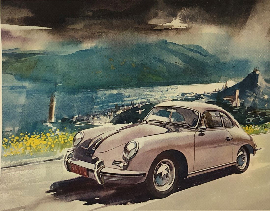 Vintage Porsche Lithograph 1950s (1 of 1)