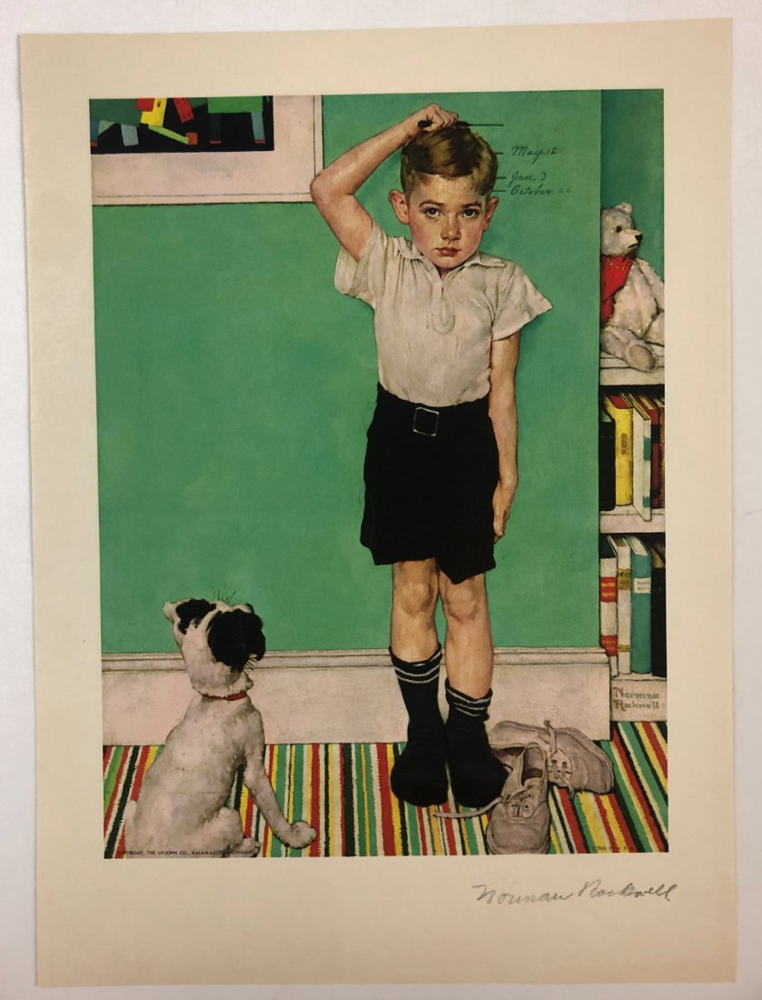 Norman Rockwell - Boy Measuring Himself Pencil Signed (1 of 1)